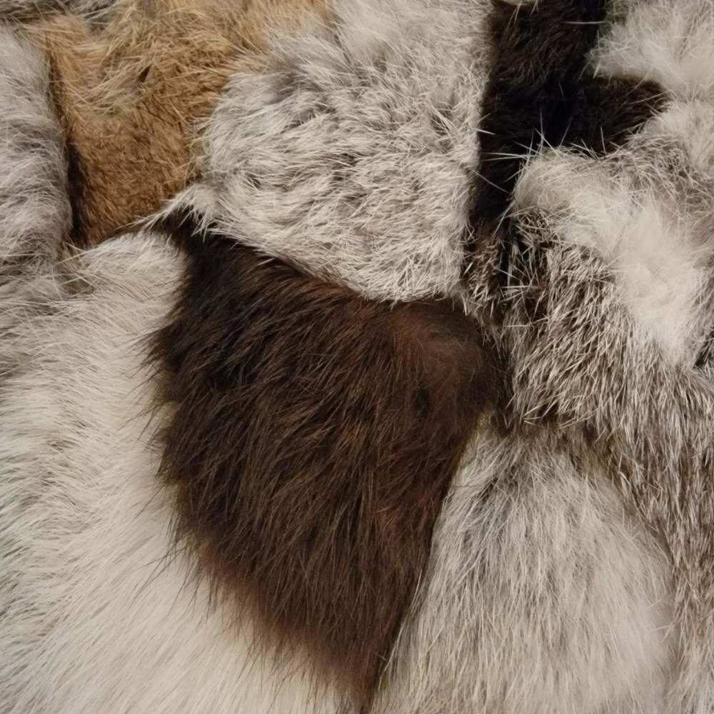 Genuine Rabbit Fur Patchwork Bomber Jacket - Picture 4 of 10